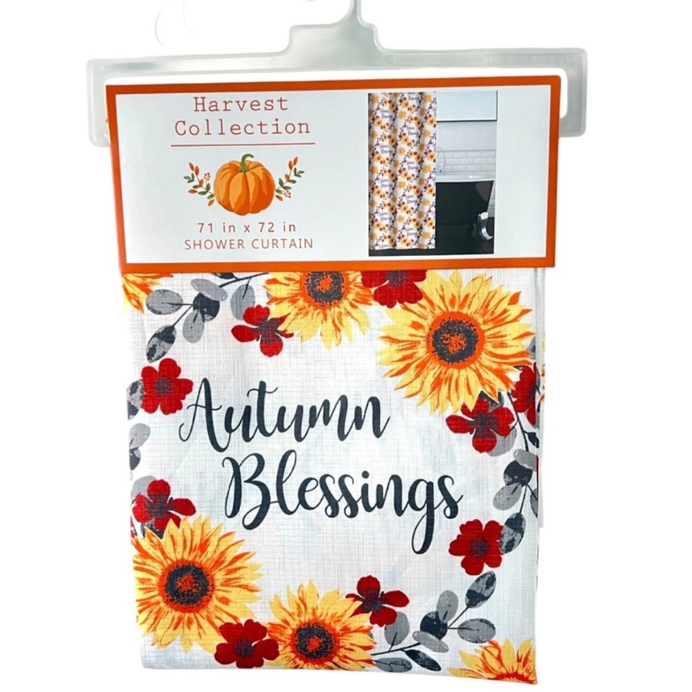 Autumn Blessings Sunflower Fall Wreath
Shower Curtain Red Yellow Gray